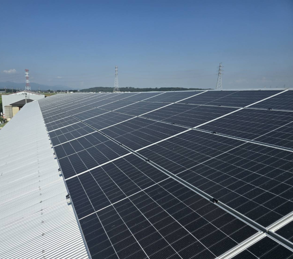 埼玉県の農場様 太陽光発電設備 DC155.76kW 第2期工事 02 屋根上の太陽光パネル設置状況